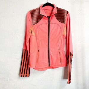 Lululemon Athletica Forme Jacket Womens 4 Light Flare Classic Neon Orange Zip Up